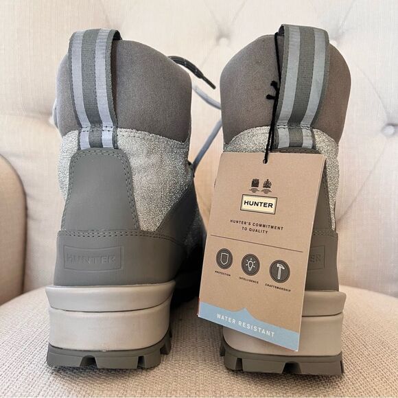 Hunter Glitter Insulated Waterproof Commando Snow Boots Grey US 8 - Picture 6 of 9